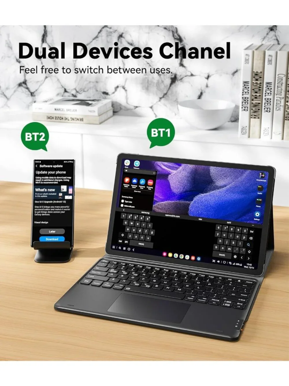 Samsung Galaxy Tab S9 Plus Keyboard Case 7 Color Backlit Touchpad & S Pen Holder